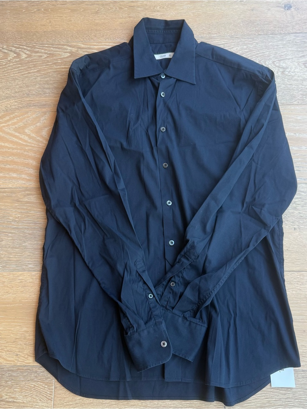 PRADA Men's Navy Stretch Button-Up Dress Shirt